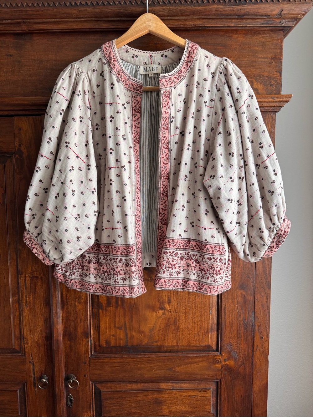 M.A.B.E. Mira Printed Jacket Puff Sleeves Anthropologie Ditsy Floral